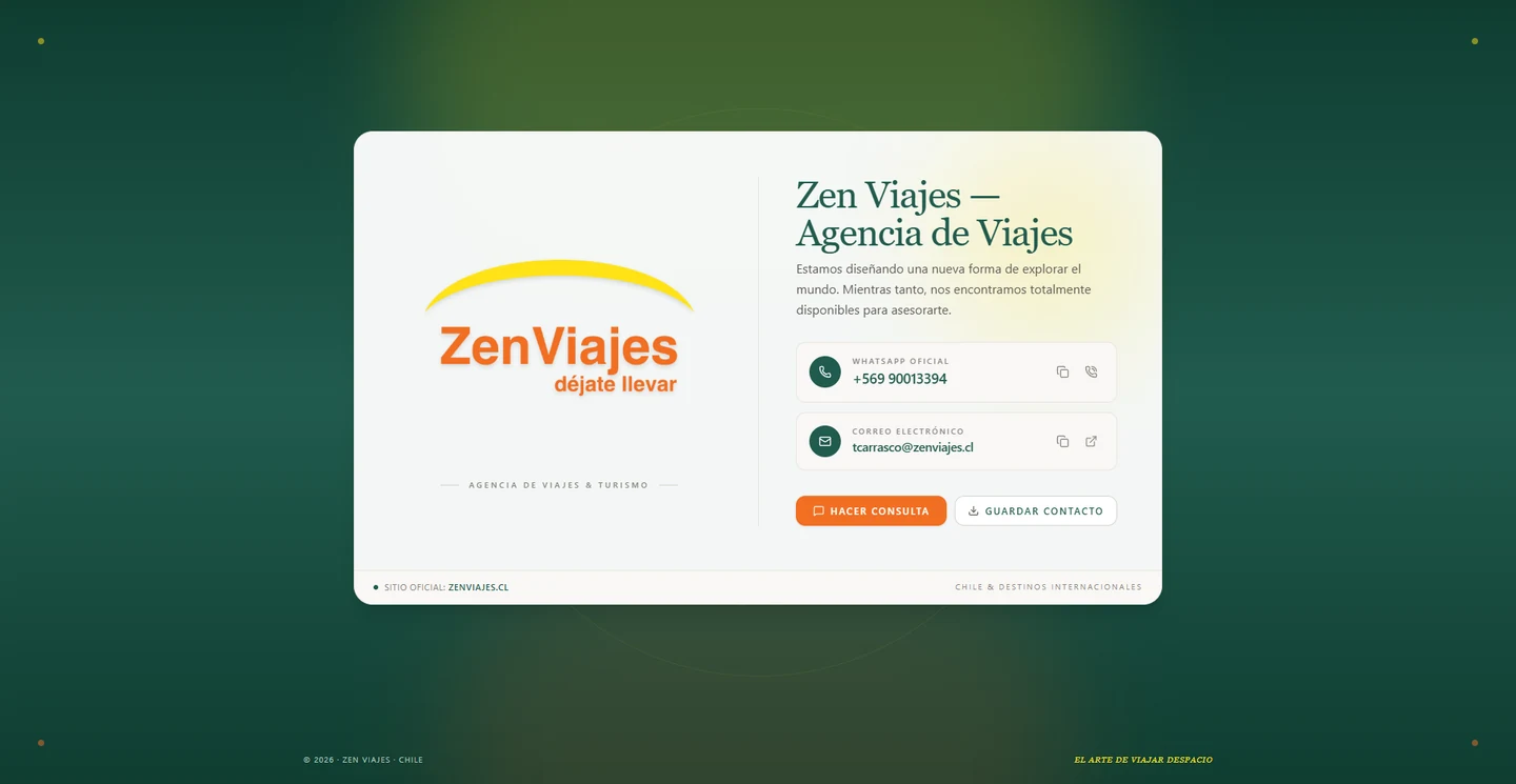 Captura de la portada del sitio web de Zen Viajes